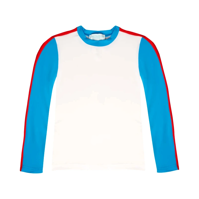 MARIE RAXEVSKY BOY'S RASHGUARD LONG SLEEVE WHITE/BLUE