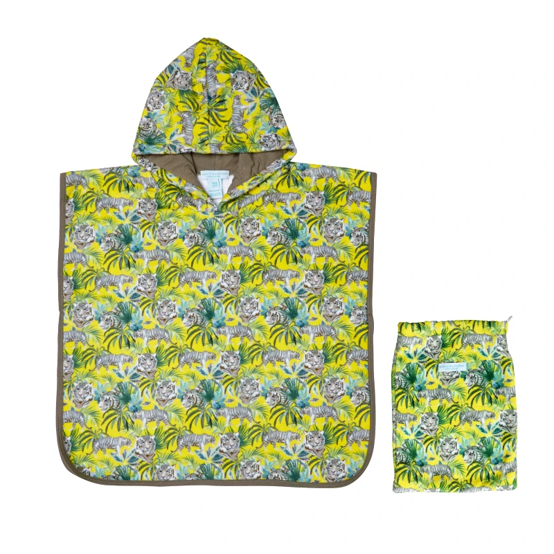 MARIE RAXEVSKY BOY'S HOODED TERRY PONCHO JUNGLE YELLOW
