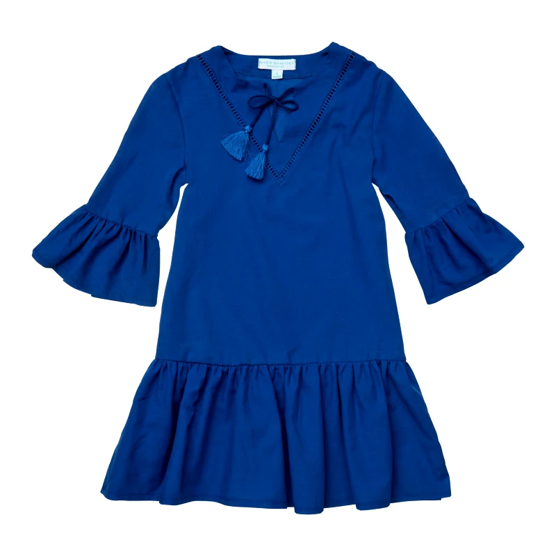MARIE RAXEVSKY GIRL'S KAFTAN DRESS BLUE