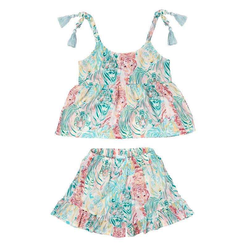 MARIE RAXEVSKY GIRL'S SET TOP SHORTS ANIMALS