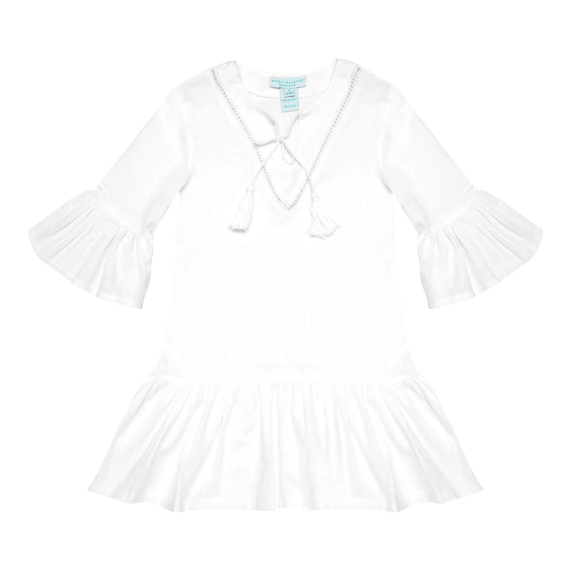 MARIE RAXEVSKY GIRL'S KAFTAN DRESS WHITE