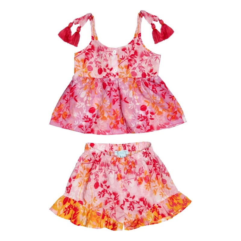 MARIE RAXEVSKY GIRL'S TOP SHORTS SET BOTANICAL MIX
