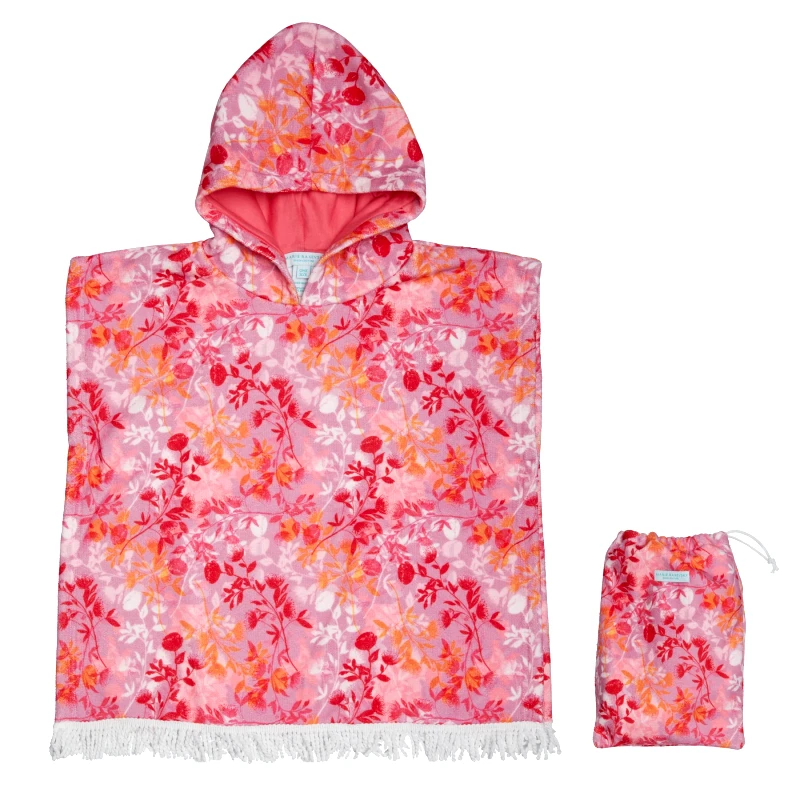 MARIE RAXEVSKY HOODED TERRY PONCHO BOTANICAL LILAC