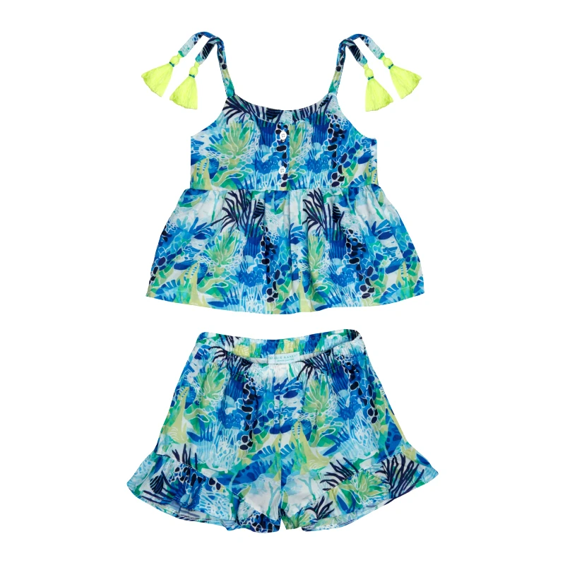 MARIE RAXEVSKY GIRL'S TOP SHORTS SET AQUATIC