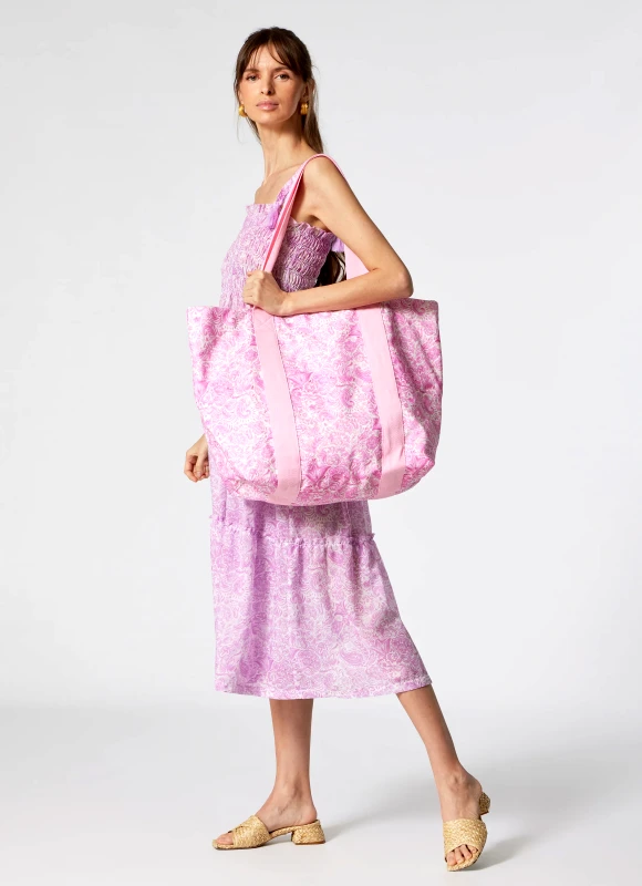 MARIE RAXEVSKY BEACH BAG PAISLEY PINK