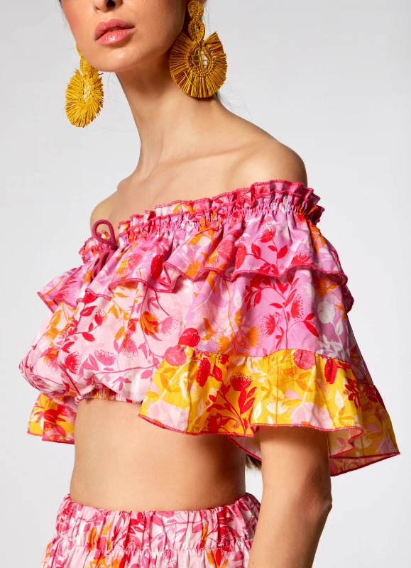 MARIE RAXEVSKY WOMEN'S CROP TOP BOTANICAL MIX