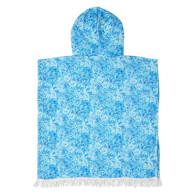 MARIE RAXEVSKY HOODED TERRY PONCHO IRIS