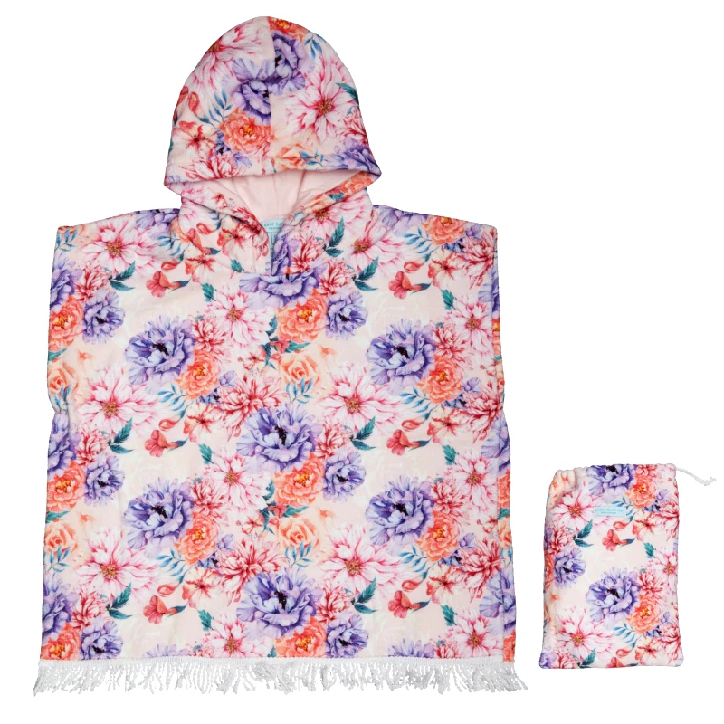 MARIE RAXEVSKY HOODED TERRY PONCHO ROMANTIC