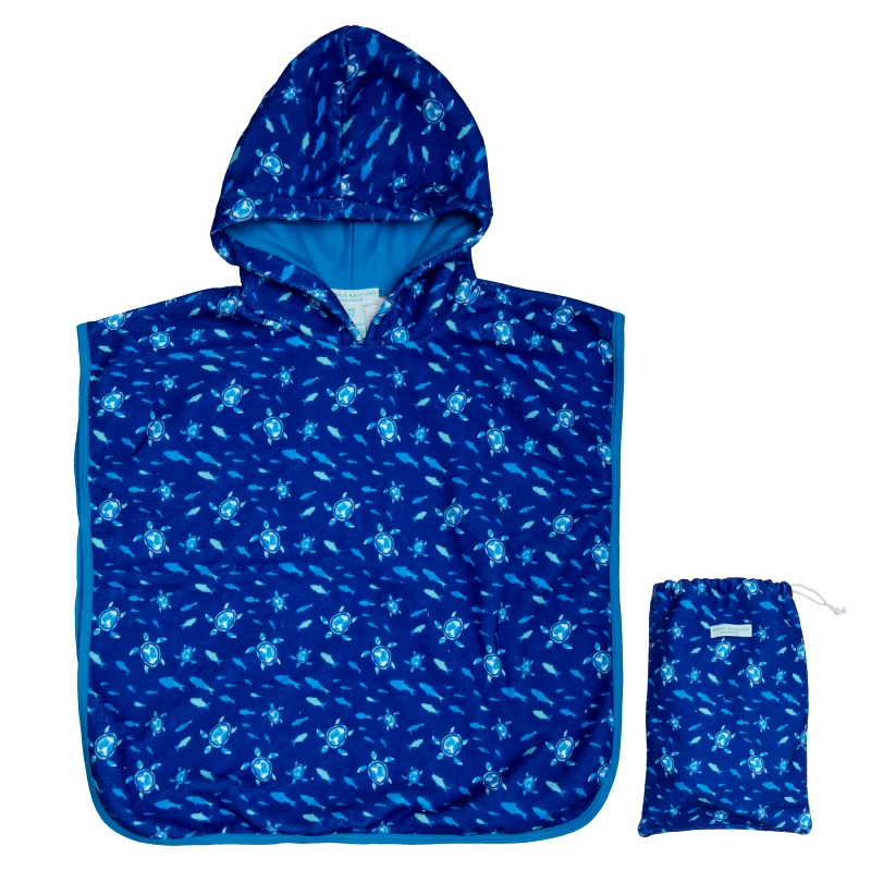 MARIE RAXEVSKY HOODED TERRY PONCHO TURTLES