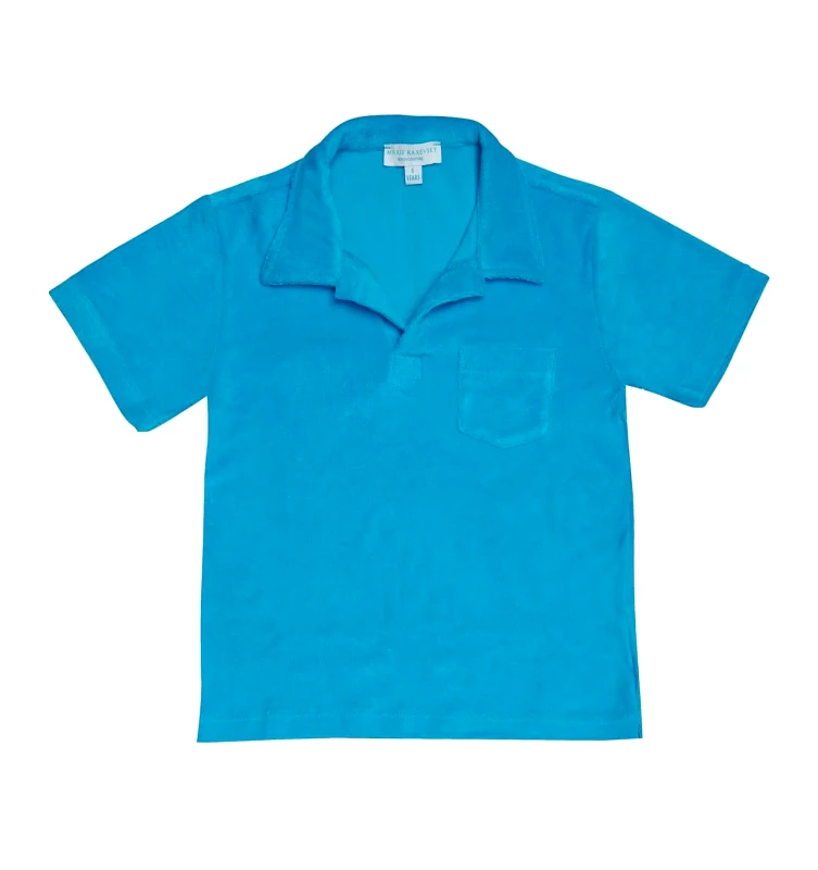 MARIE RAXEVSKY BOY'S TERRY POLO T-SHIRT TURQUOISE