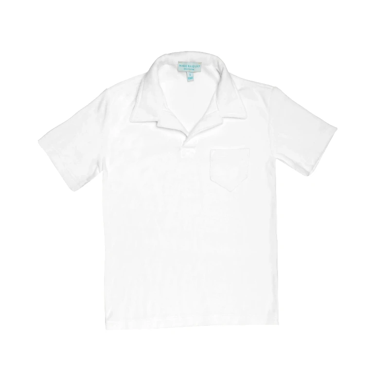 MARIE RAXEVSKY BOY'S TERRY POLO T-SHIRT WHITE
