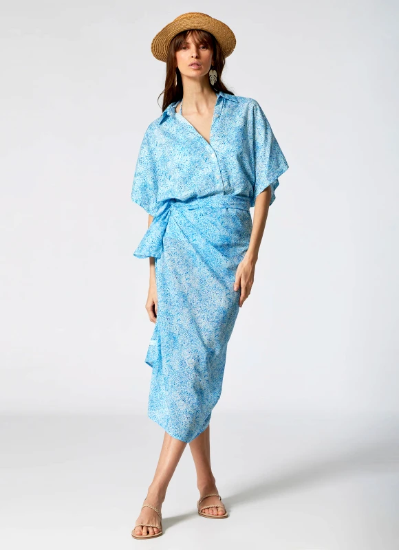 MARIE RAXEVSKY WOMEN'S LINEN SHIRT IRIS