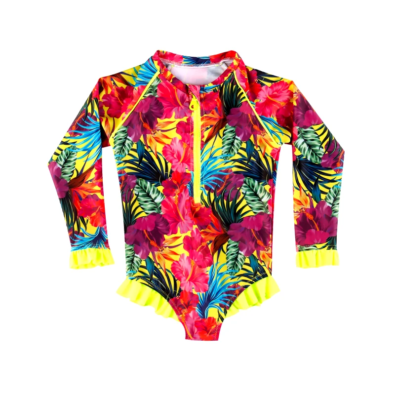 MARIE RAXEVSKY BABY GIRL'S ONE PIECE LONG SLEEVE RUFFLES TROPICAL
