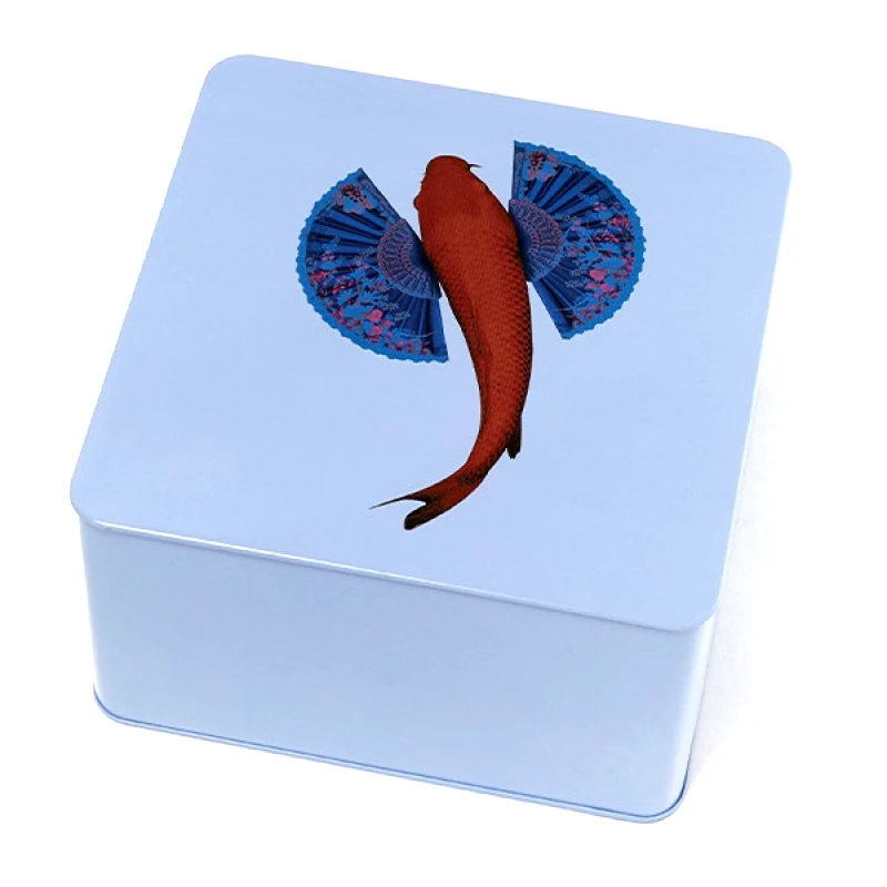 GANGZAI Τετράγωνο Τσίγκινο Κουτί Fishkoi 17,7 cm
