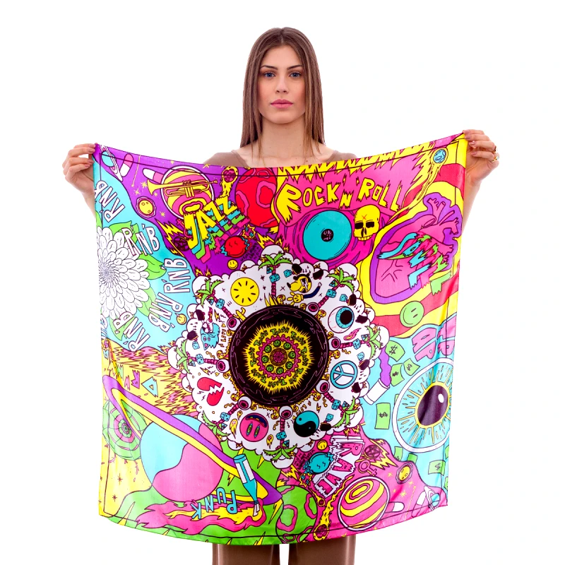 MANTILITY Μεταξωτό Μαντήλι Planet Music - 90x90cm