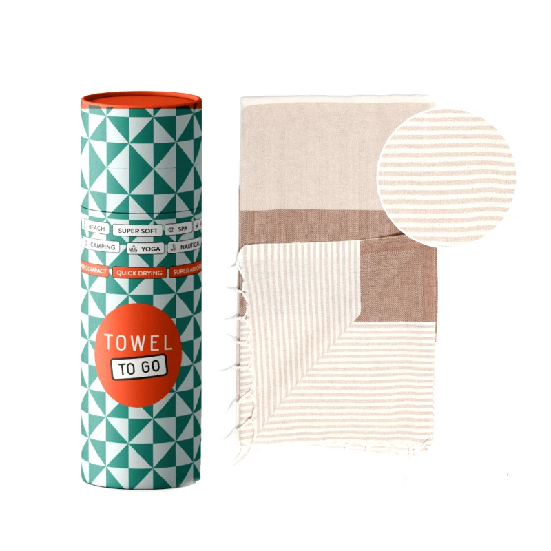 TOWEL TO GO Πετσέτα Towel To Go σε συσκευασία Δώρου 1.80 x 1.00 m Palermo - Καφέ / Μπεζ