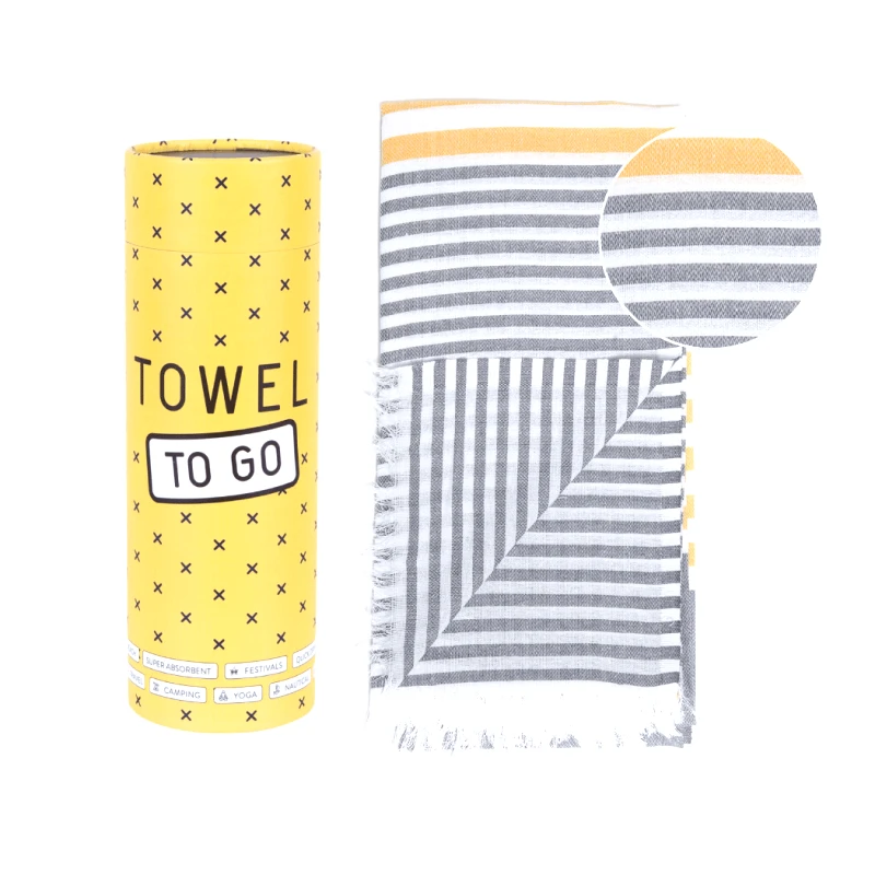 TOWEL TO GO Πετσέτα Towel To Go σε συσκευασία Δώρου 1.80 x 1.00 m Bali - Γκρι / Μουσταρδί