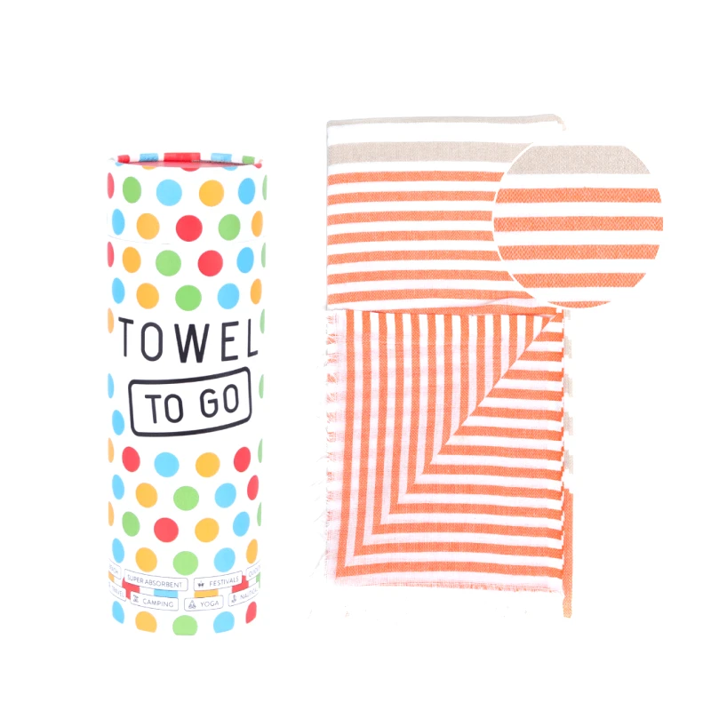 TOWEL TO GO Πετσέτα Towel To Go σε συσκευασία Δώρου 1.80 x 1.00 m Bali - Πορτοκαλί / Μπεζ