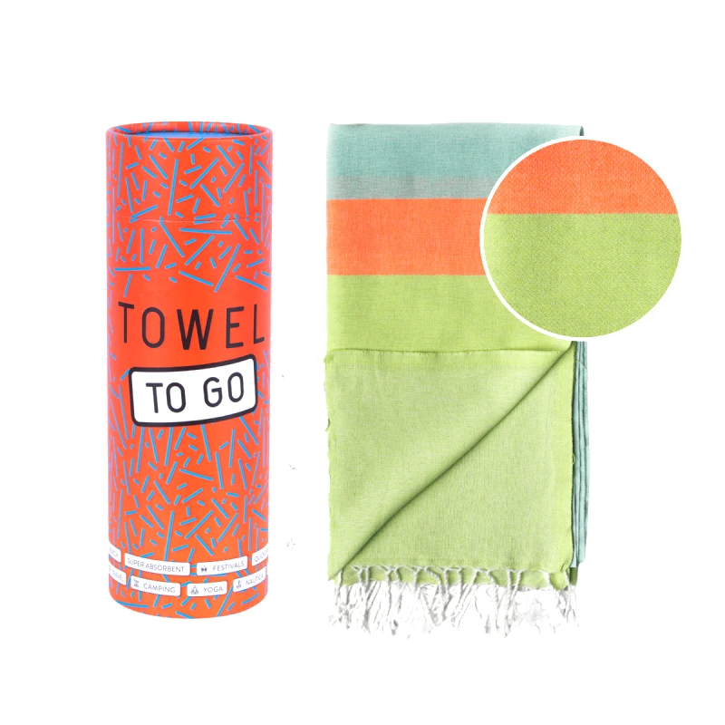 TOWEL TO GO Πετσέτα Towel To Go σε συσκευασία Δώρου 1.80 x 1.00 m Neon - Πράσινο / Μπλε