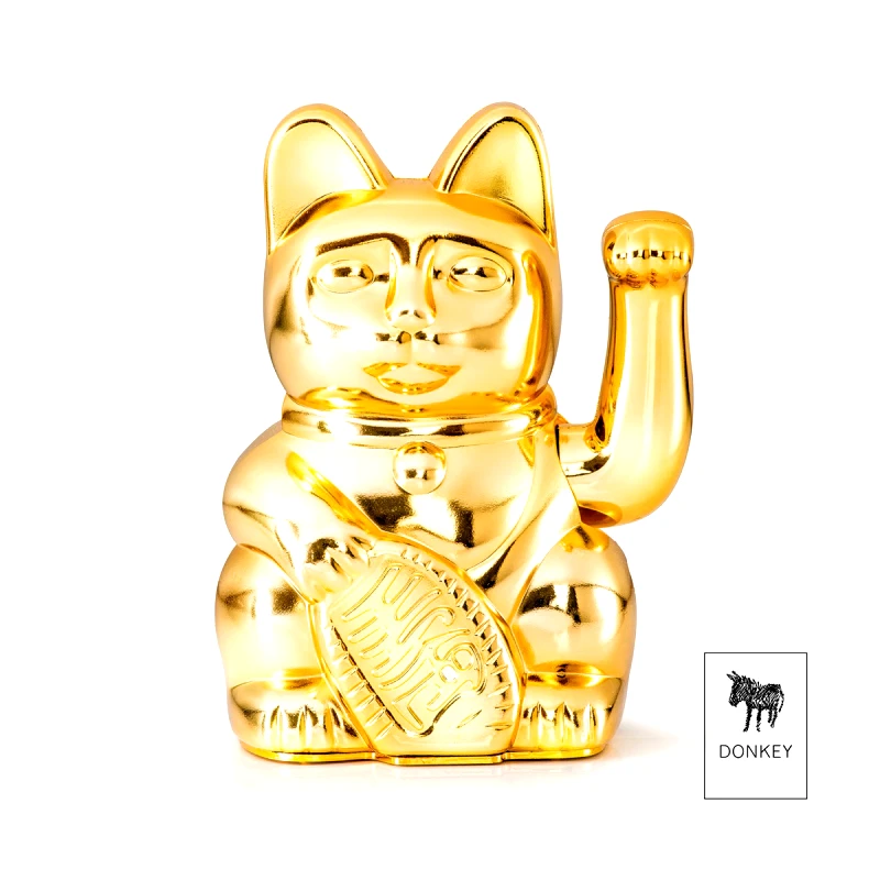 DONKEY Τυχερή Γάτα Maneki Neko DONKEY σε Γυαλιστερό Χρυσό 15cm