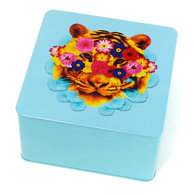 GANGZAI Τετράγωνο Τσίγκινο Κουτί Masktiger 17,7 cm
