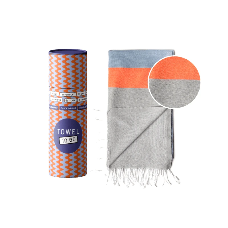 TOWEL TO GO Πετσέτα Towel To Go σε συσκευασία Δώρου 1.80 x 1.00 m Neon - Μπλε / Γκρι