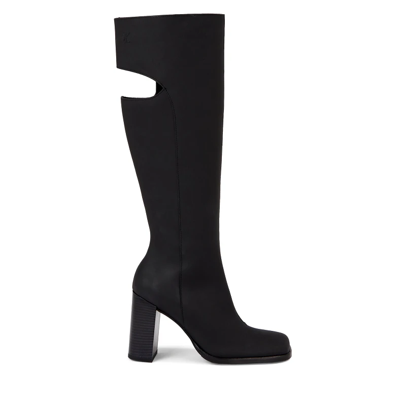 Calvin Klein Jeans Μπότες Calvin Klein Jeans Long Heel Zip Boot Cut Out Edgy YW0YW01253 Μαύρο