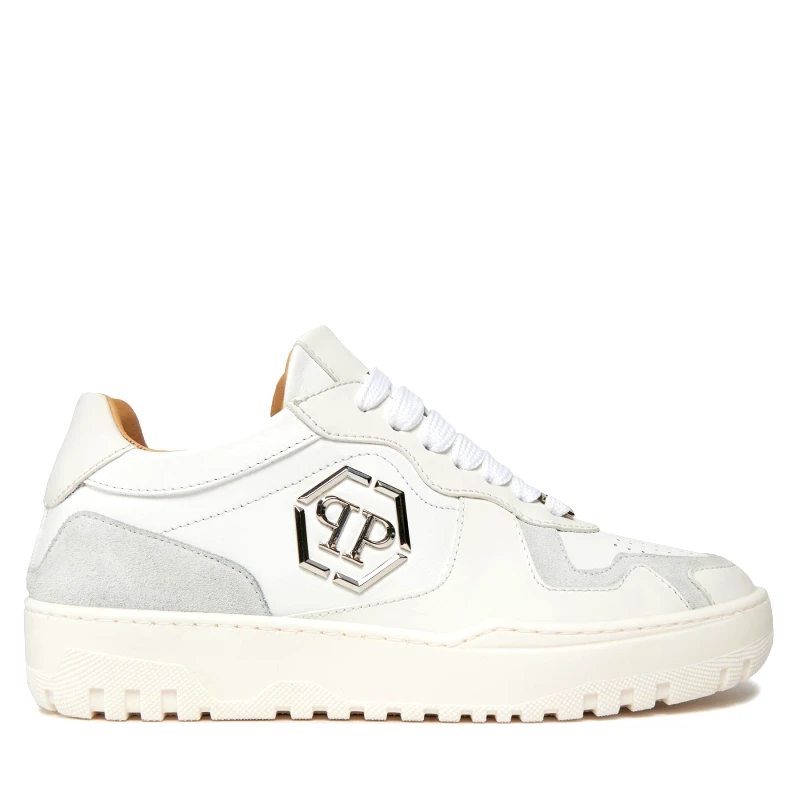 PHILIPP PLEIN Αθλητικά PHILIPP PLEIN Mix Leather Lo Top Sneakers SADS USC0545 PLE010N 01 Λευκό