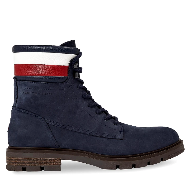 Tommy Hilfiger Ορειβατικά παπούτσια Tommy Hilfiger Corporate Hilfiger Nubuck Boot FM0FM04801 Μπλε