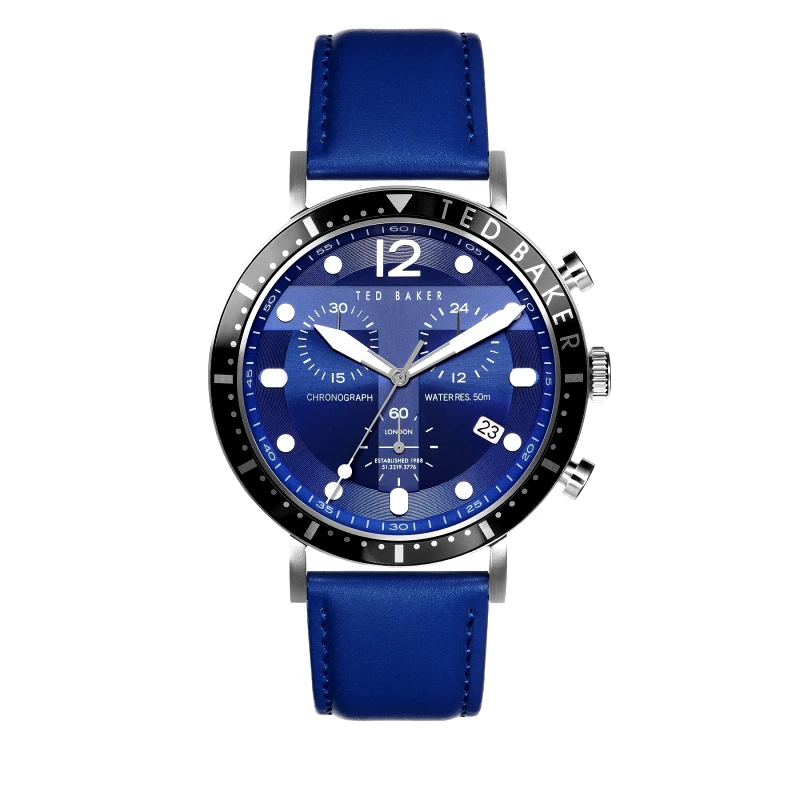 Ted Baker Ρολόι Ted Baker Mornig Chrono BKPMRS206 Σκούρο μπλε