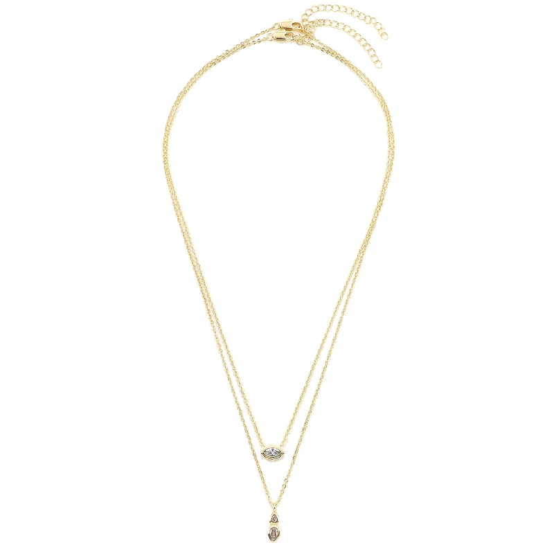 Luv AJ Σετ 2 κολιέ Luv AJ Stellar Bezel Charm Necklace Set HOL22-N-SBCN-G Χρυσό
