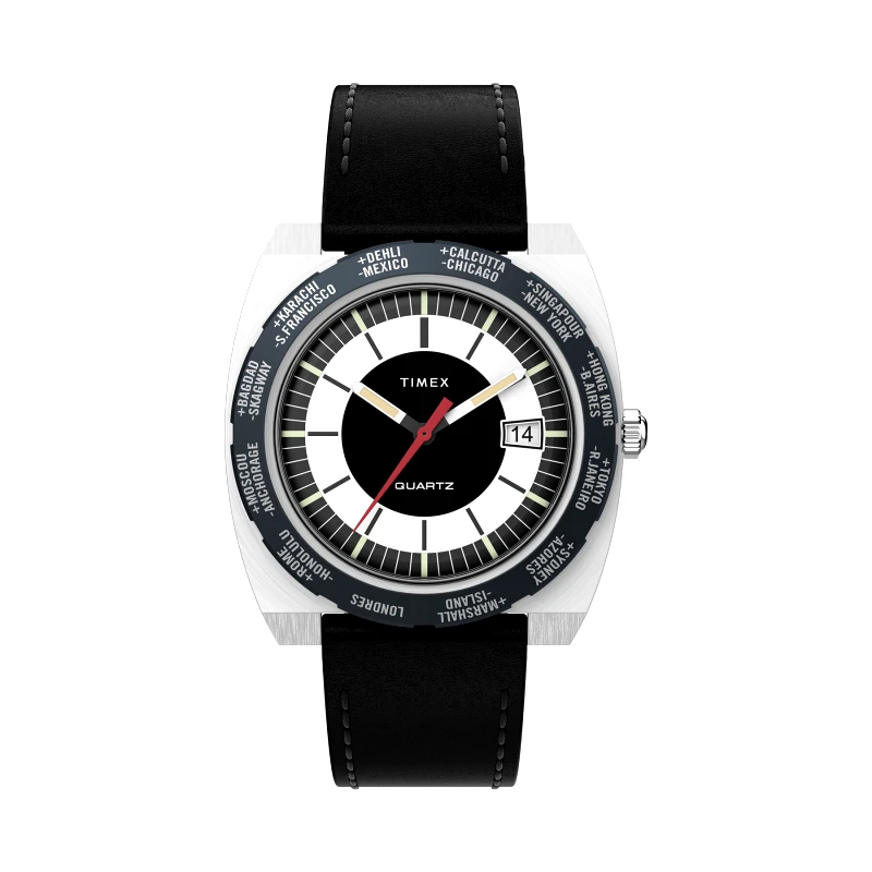 Timex Ρολόι Timex World Time 1972 Reissue TW2V69500 Μαύρο