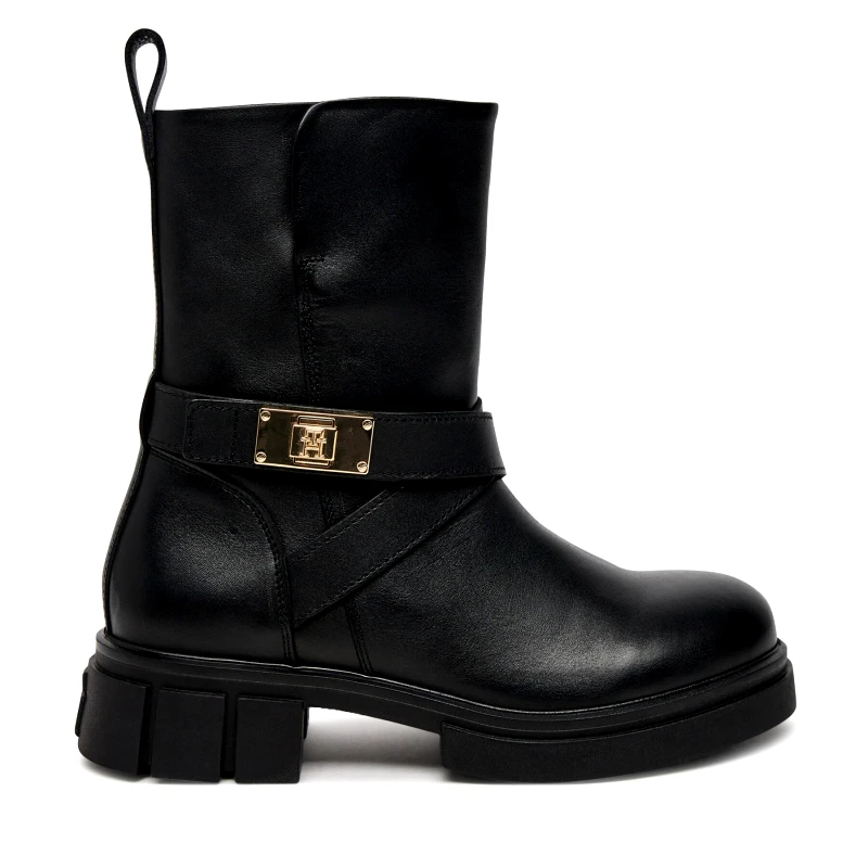 Tommy Hilfiger Μποτάκια Tommy Hilfiger Biker Leather FW0FW08313 Μαύρο