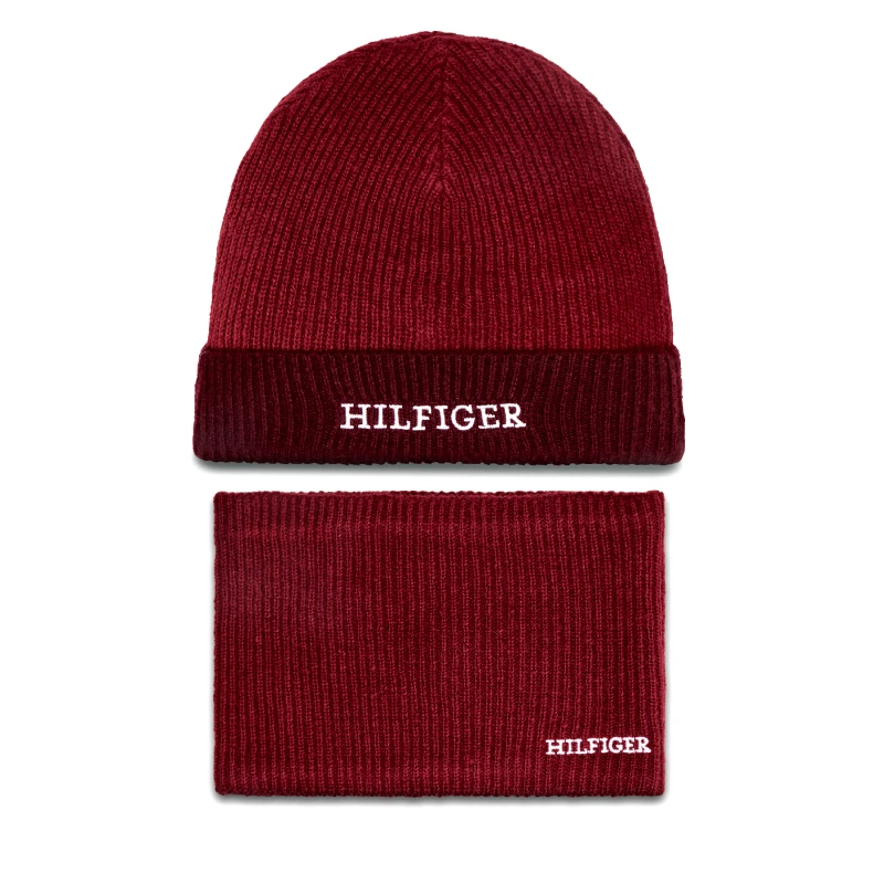 Tommy Hilfiger Σετ σκούφος και κασκόλ λαιμός Tommy Hilfiger AU0AU01938 Κόκκινο