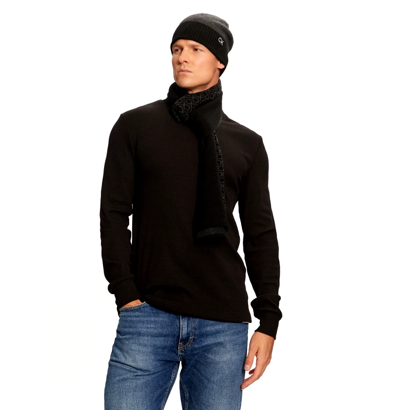 Calvin Klein Σετ Κασκόλ και Σκούφος Calvin Klein Gs Ck Monogram Beanie + Scarf K50K512390 Μαύρο