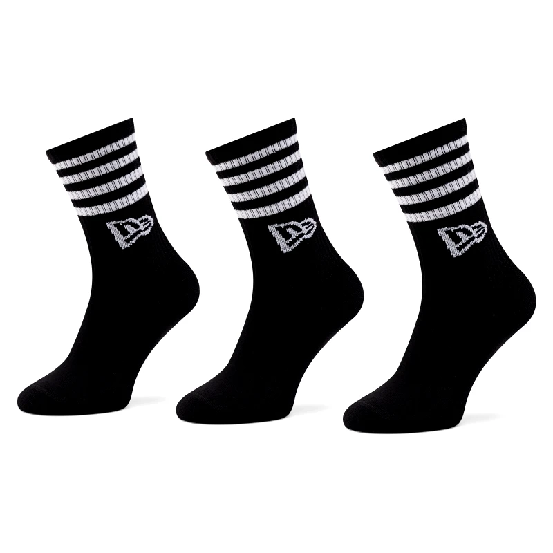 New Era Σετ 3 ζευγάρια ψηλές κάλτσες unisex New Era Stripe Crew 13113627 Μαύρο
