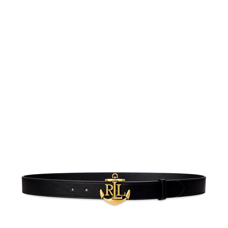 LAUREN RALPH LAUREN Ζώνη Γυναικεία LAUREN RALPH LAUREN Anchor-Logo Skinny Leather Belt 412957004001 Μαύρο