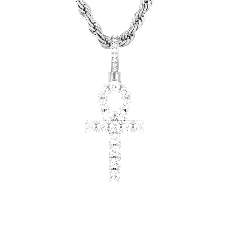 ICED STUFF Μενταγιόν ICED STUFF Micro Ankh Λευκόχρυσο