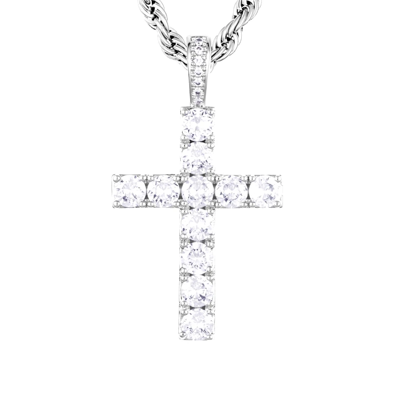 ICED STUFF Μενταγιόν ICED STUFF Diamond Cross Λευκόχρυσο
