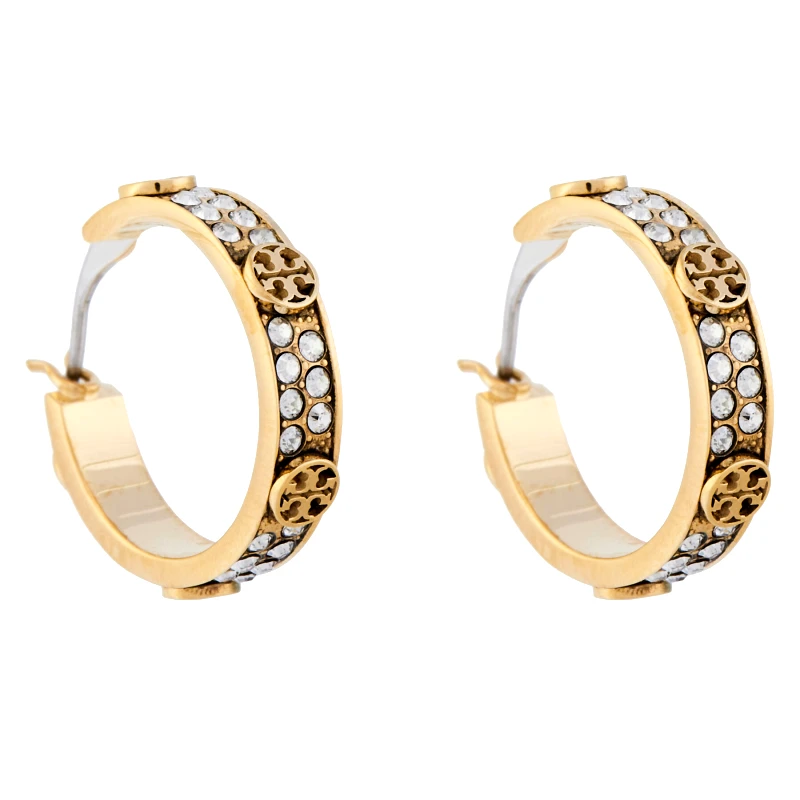 Tory Burch Σκουλαρίκια Tory Burch Small Miller Stud Hoop 153688 Χρυσό
