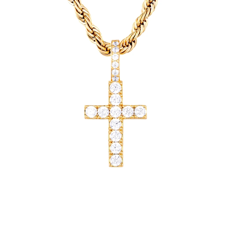 ICED STUFF Μενταγιόν ICED STUFF Micro Diamond Cross Χρυσό