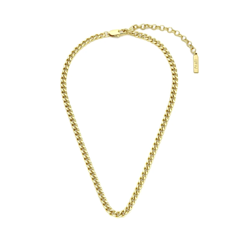 Luv AJ Κολιέ Luv AJ Classiquw Skinny Curb Chain (5mm) CORE22-N-CSCC-G Χρυσό