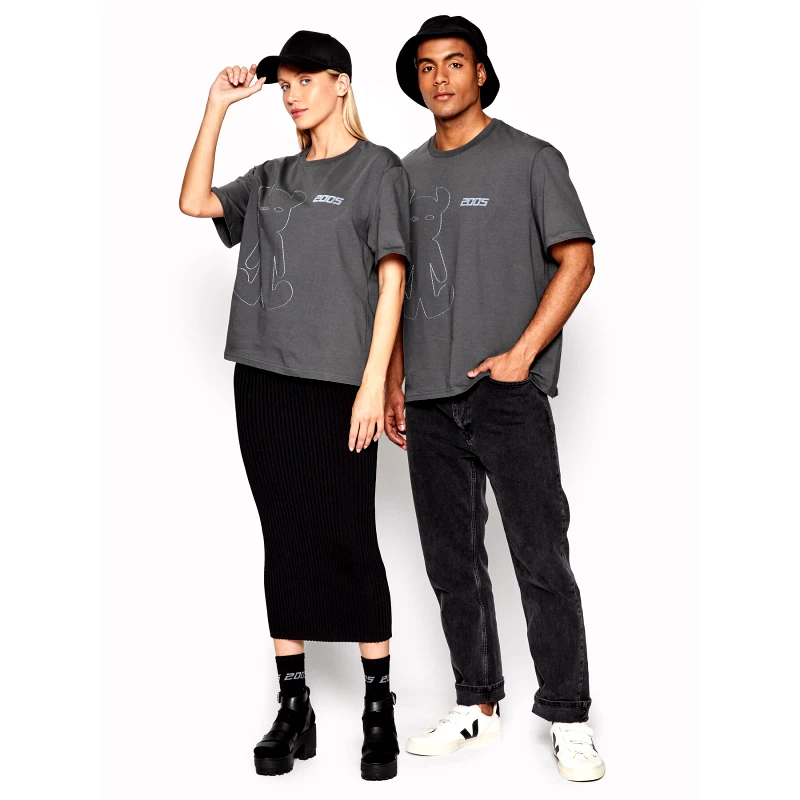 2005 2005 T-Shirt Unisex Horned Γκρι Relaxed Fit