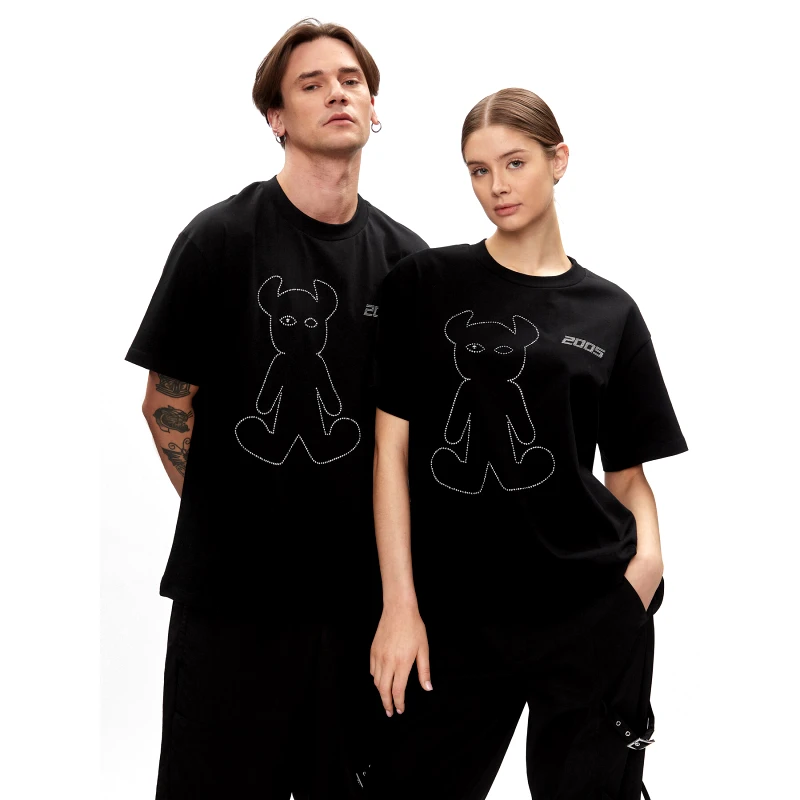 2005 2005 T-Shirt Unisex Horned Μαύρο Regular Fit