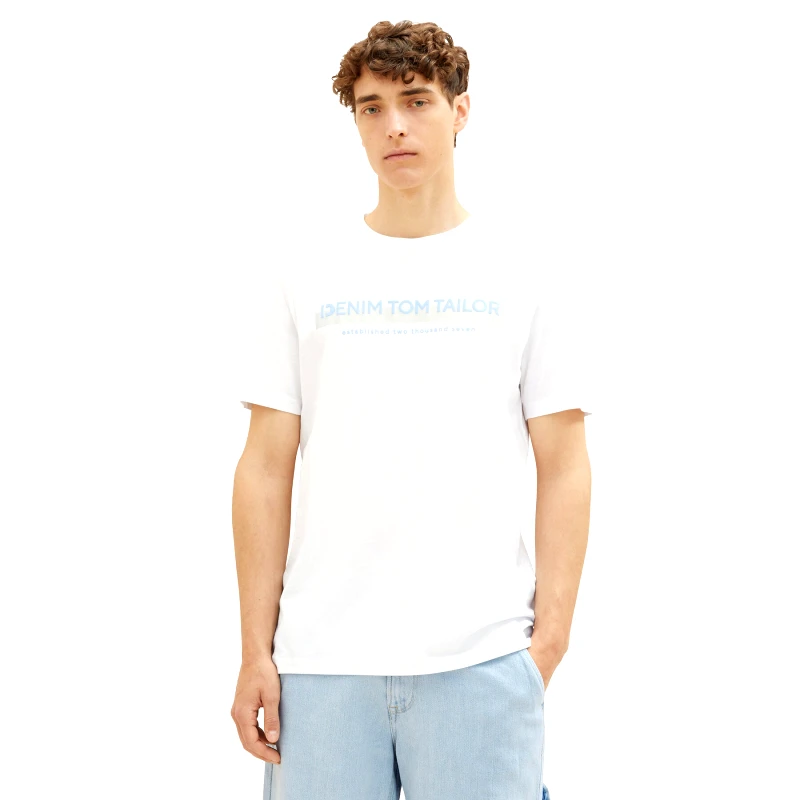 Tom Tailor Denim Tom Tailor Denim T-Shirt 1037653 Λευκό Basic Fit