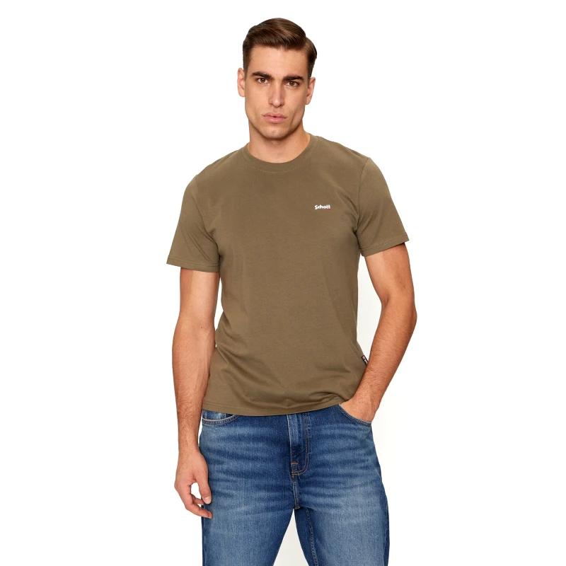 Schott NYC Schott NYC T-Shirt TSCLAWS1 Χακί Regular Fit