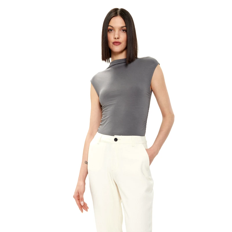 Gina Tricot Gina Tricot Τοπ 20883 Γκρι Slim Fit