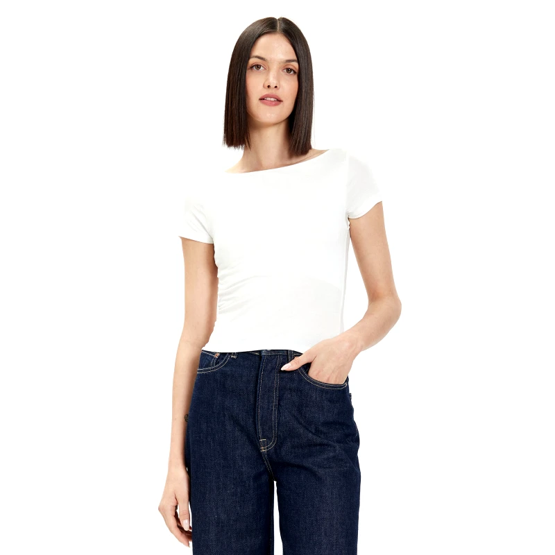 Gina Tricot Gina Tricot T-Shirt 21319 Λευκό Slim Fit