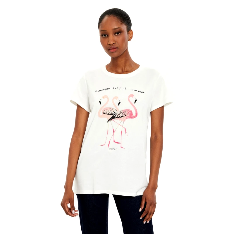 ViCOLO ViCOLO T-Shirt RB0910 Εκρού Regular Fit