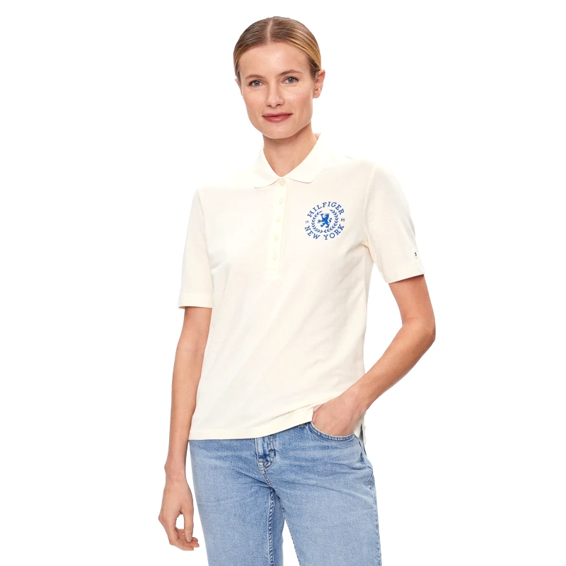 Tommy Hilfiger Tommy Hilfiger Polo Reg Crest Emb Polo Ss WW0WW41061 Εκρού Regular Fit